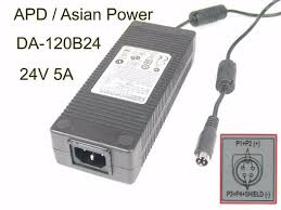 APD / Asian Power Devices DA-120B24 AC Adapter 24V 5A, 4P P14=V , C14, New - Click Image to Close